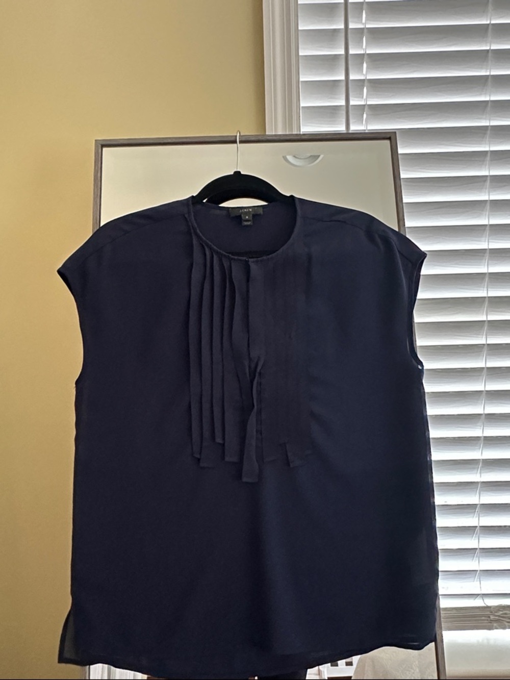 J. Crew Navy Pleated Front Sleeveless Top